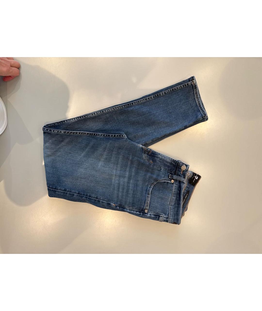 7 FOR ALL MANKIND Синие хлопковые джинсы скинни, фото 7