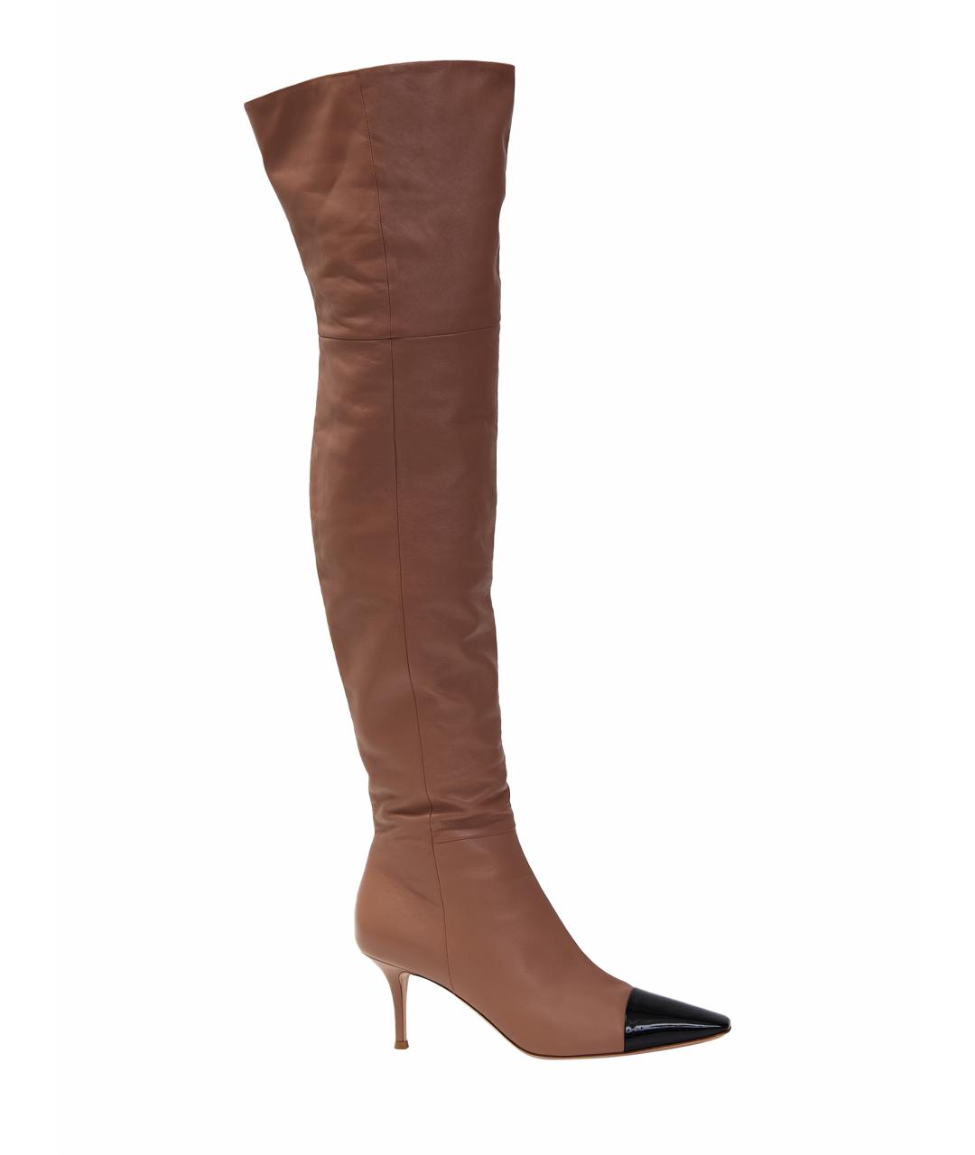 GIANVITO ROSSI Бежевые кожаные ботфорты, фото 1