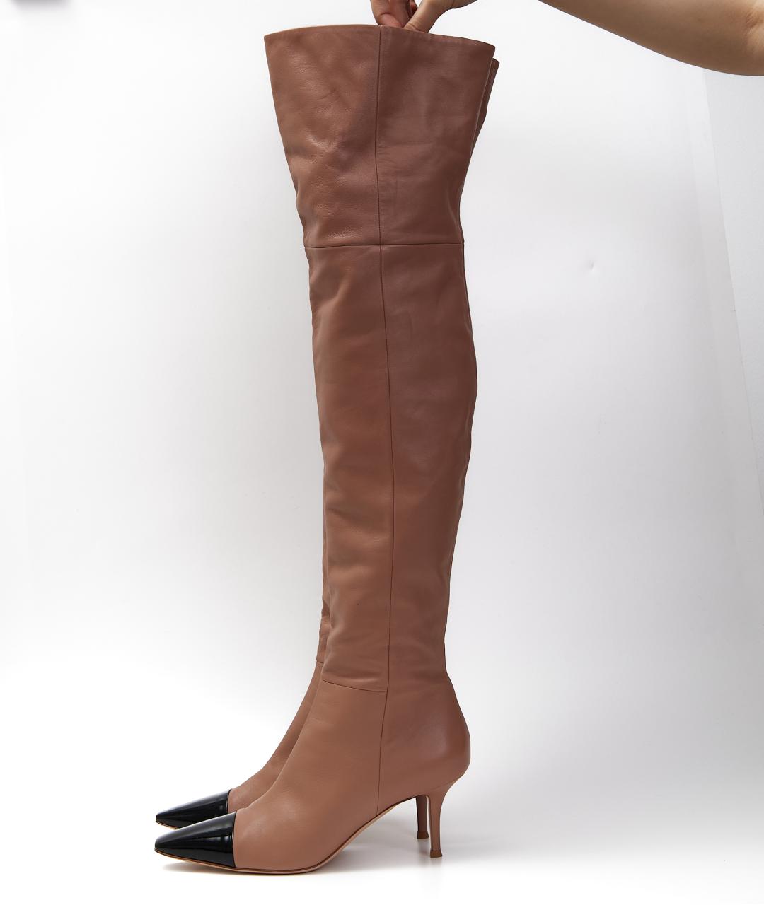 GIANVITO ROSSI Бежевые кожаные ботфорты, фото 2
