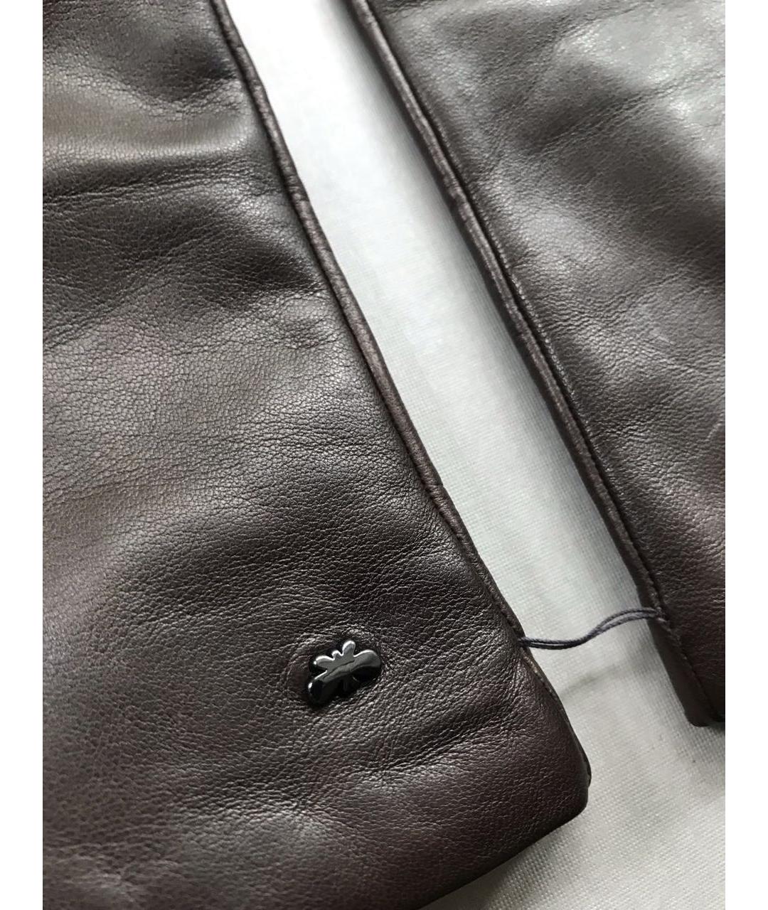 WEEKEND MAX MARA Коричневые кожаные перчатки, фото 3
