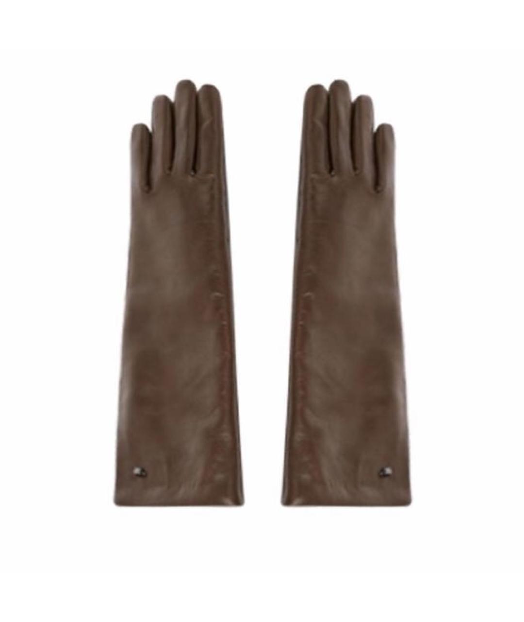 WEEKEND MAX MARA Коричневые кожаные перчатки, фото 1