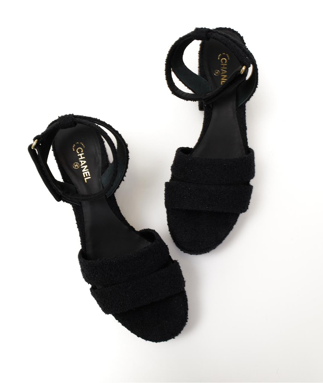 CHANEL Черные текстильные туфли, фото 4
