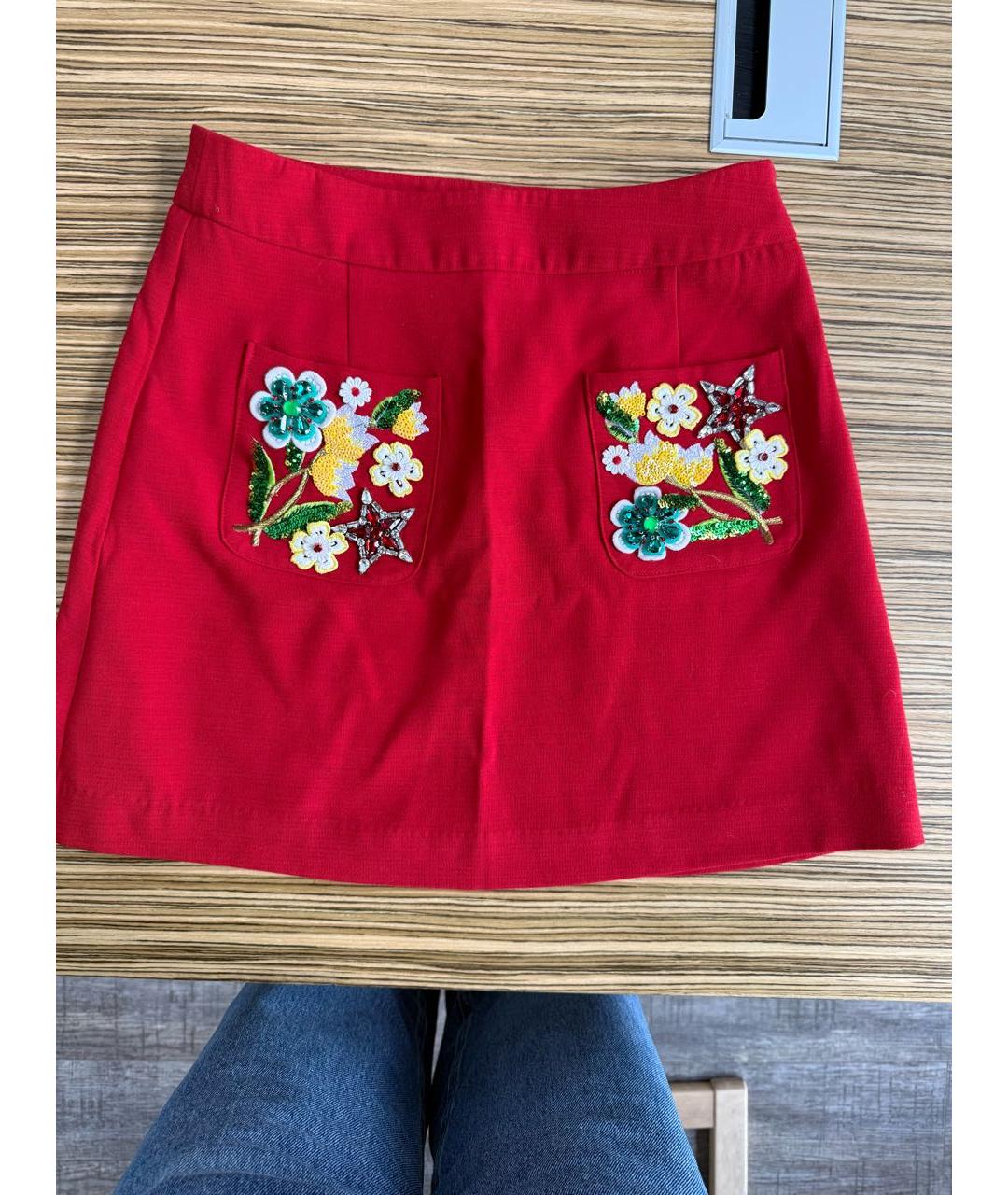 DOLCE&GABBANA Красная полиэстеровая юбка мини, фото 7