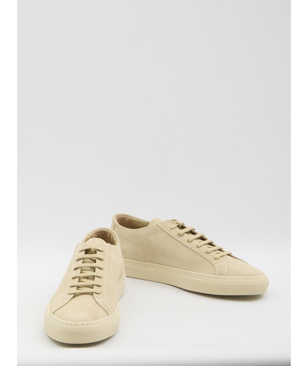 COMMON PROJECTS Бежевые кожаные низкие кроссовки / кеды, фото 5