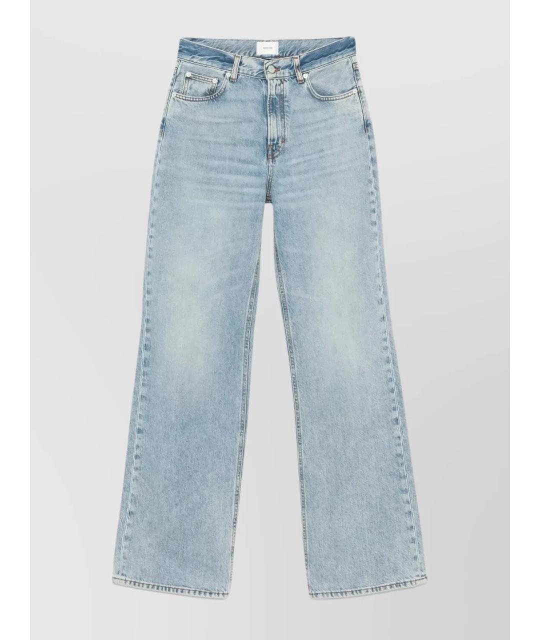 HAIKURE Голубые хлопковые прямые джинсы, фото 7