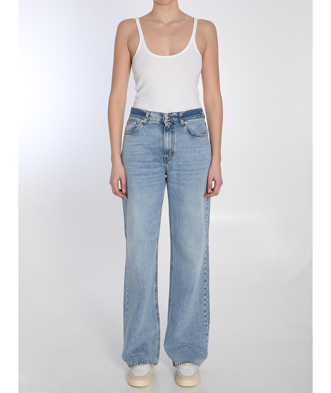 HAIKURE Голубые хлопковые прямые джинсы, фото 6
