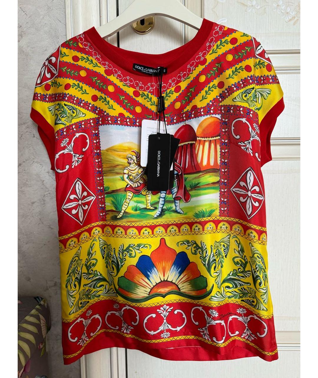 DOLCE&GABBANA Красная шелковая блузы, фото 3