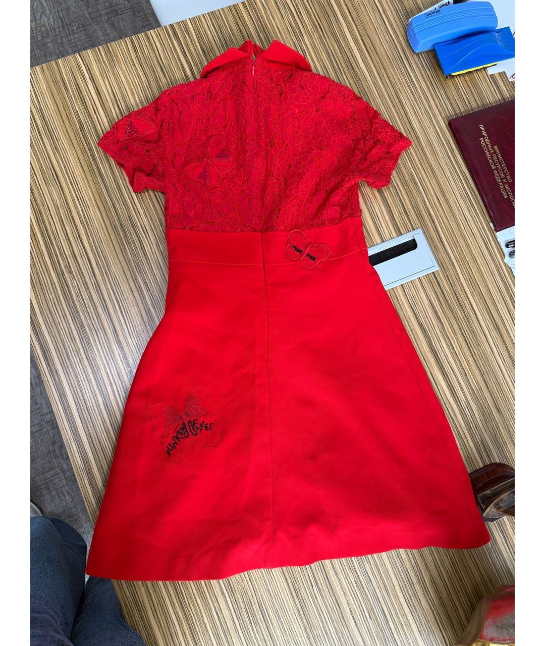 VALENTINO Красное хлопковое коктейльное платье, фото 2