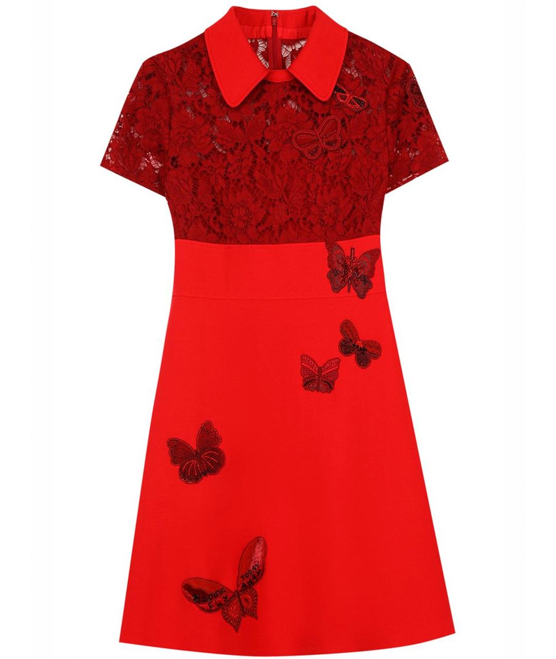 VALENTINO Красное хлопковое коктейльное платье, фото 1