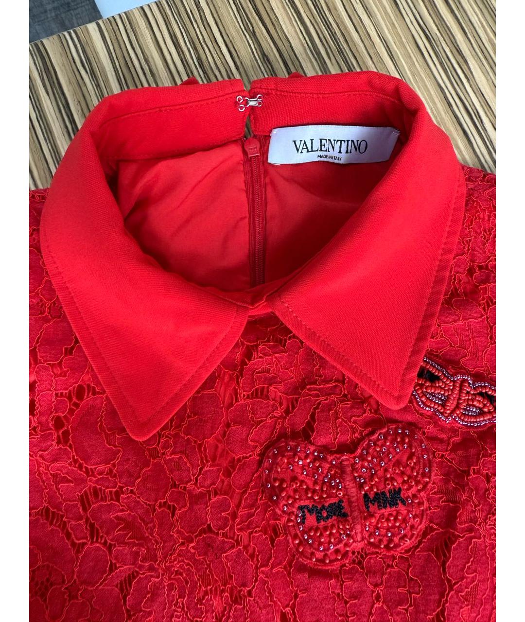 VALENTINO Красное хлопковое коктейльное платье, фото 3