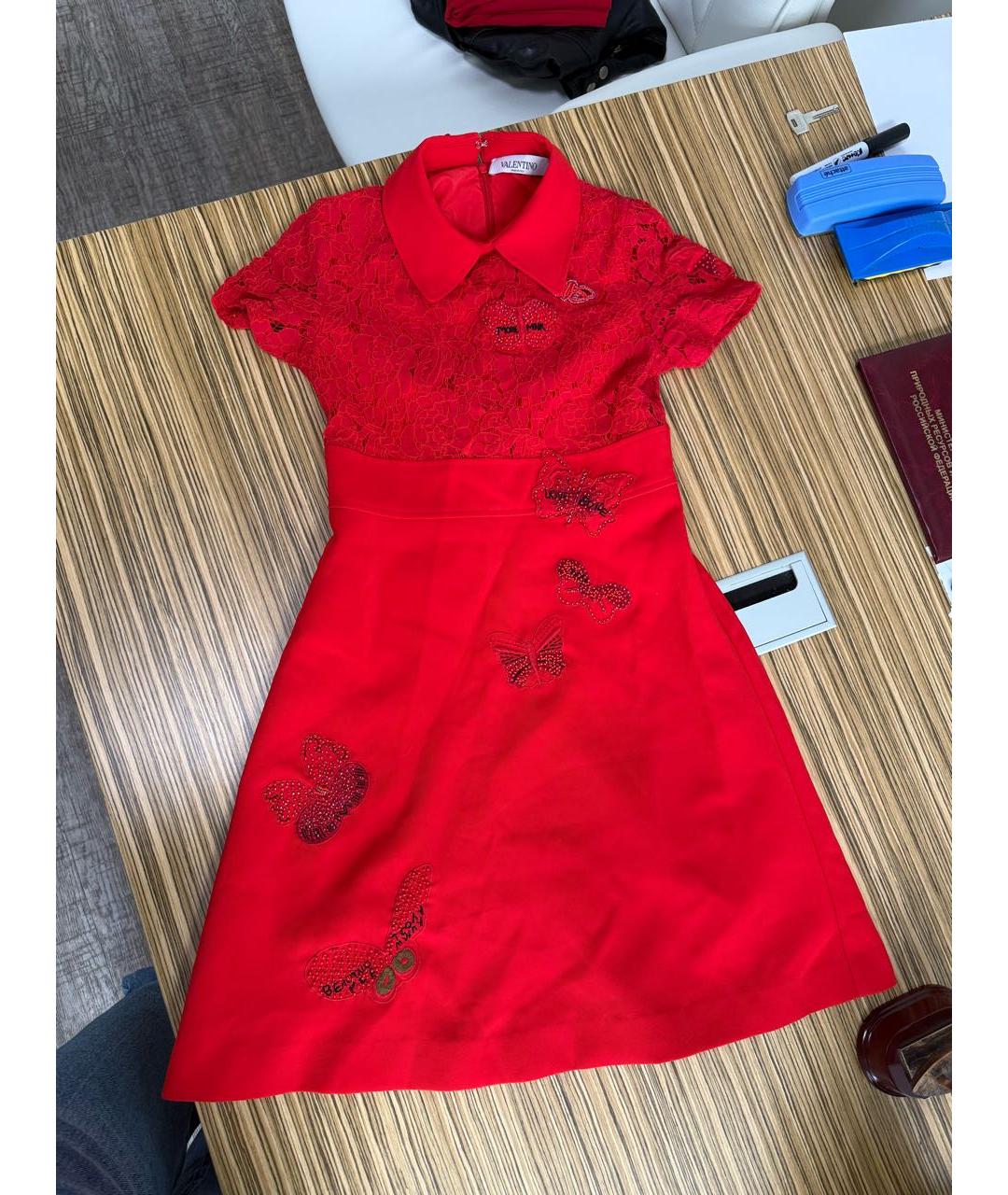 VALENTINO Красное хлопковое коктейльное платье, фото 8