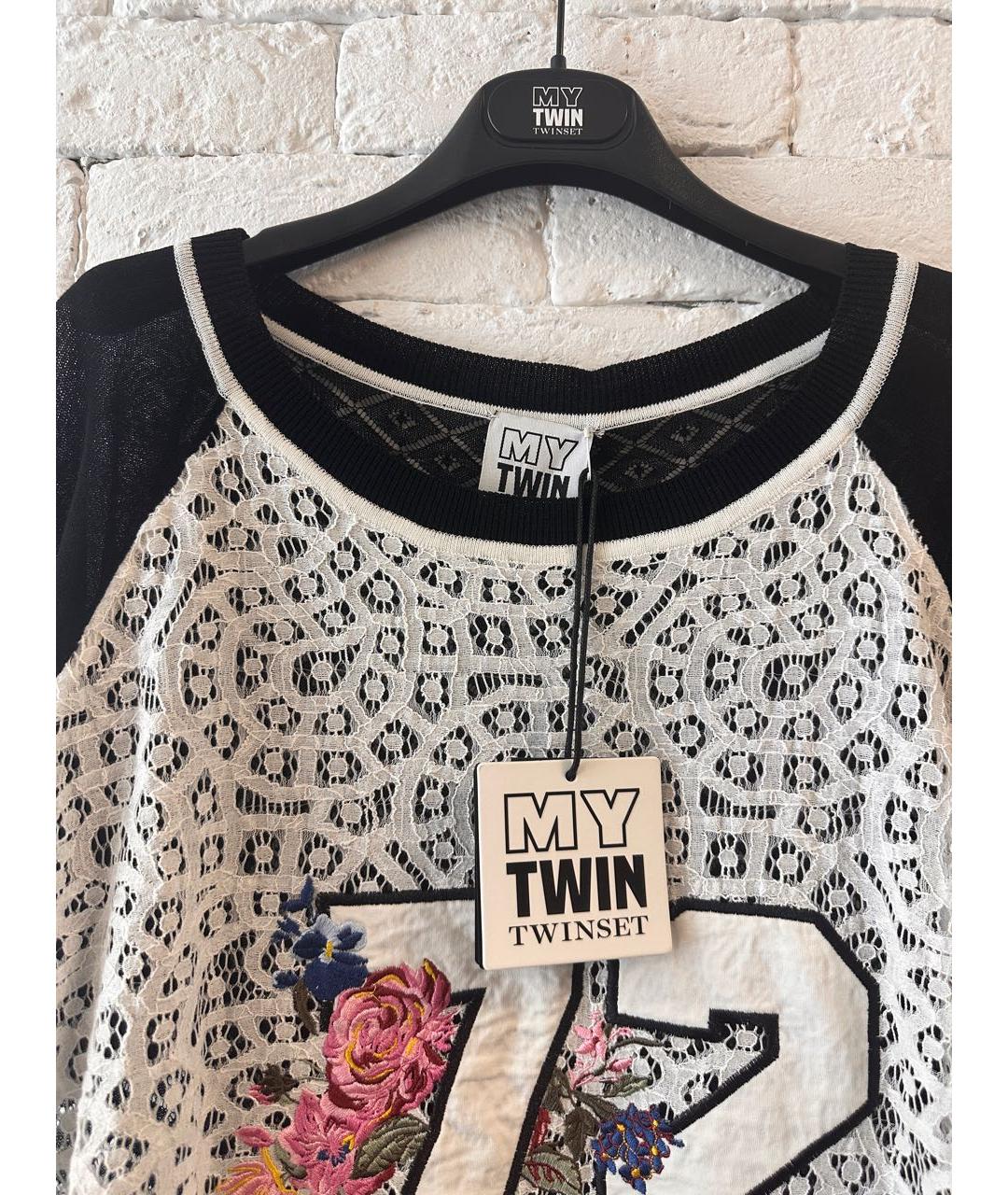 TWIN-SET Белая хлопковая футболка, фото 3