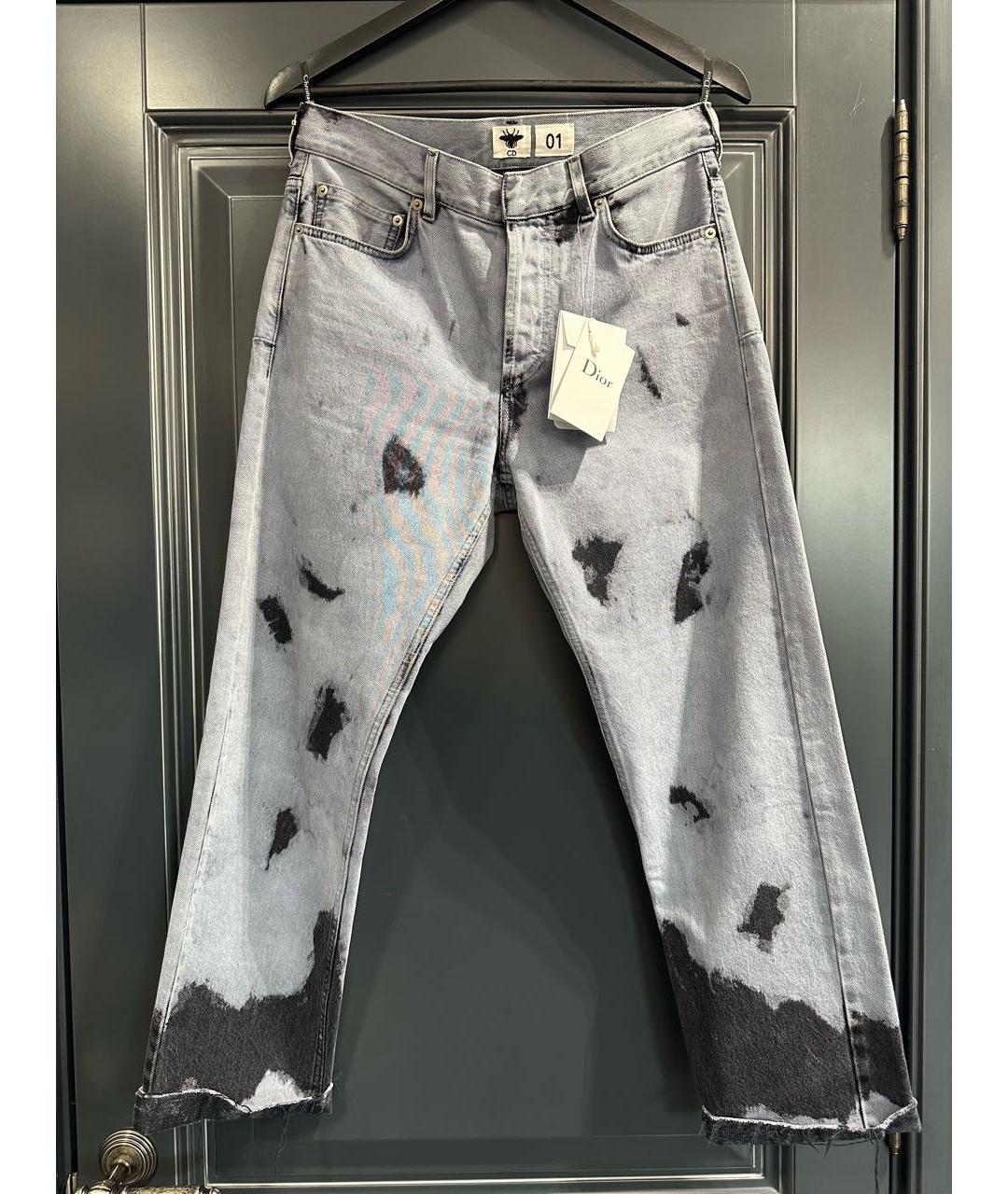 CHRISTIAN DIOR Голубые хлопковые прямые джинсы, фото 2