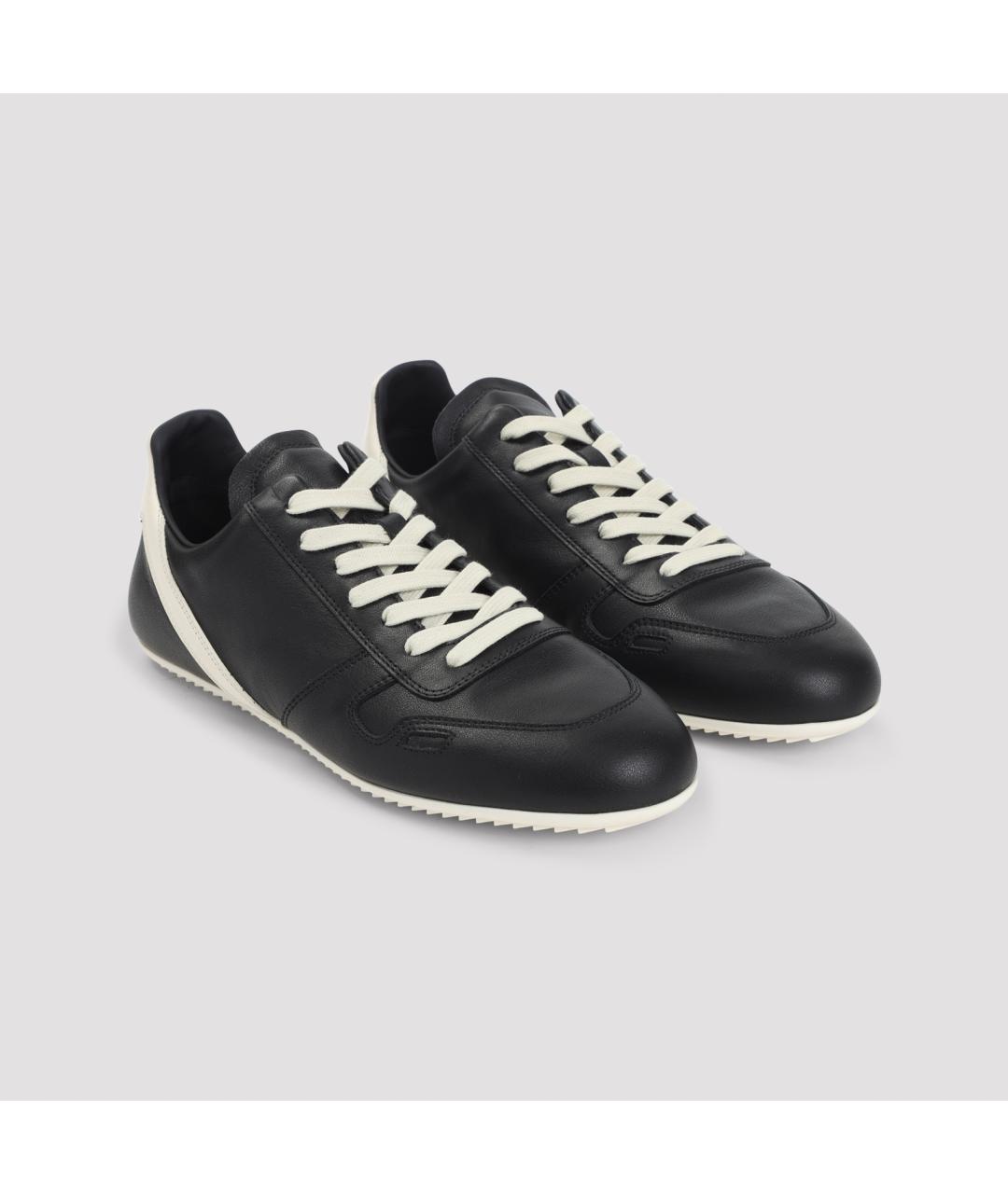 RICK OWENS Черные кожаные низкие кроссовки / кеды, фото 5