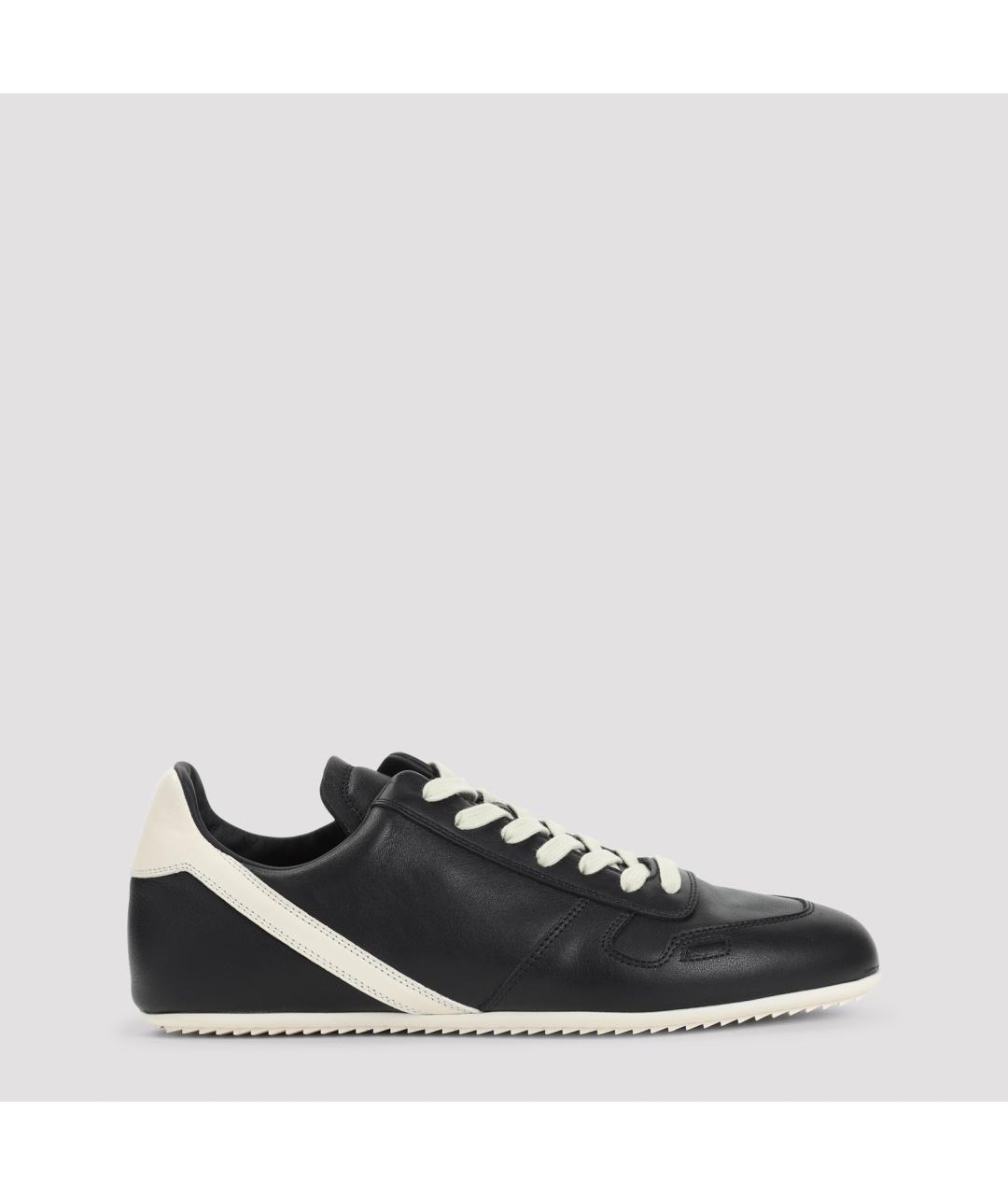 RICK OWENS Черные кожаные низкие кроссовки / кеды, фото 2