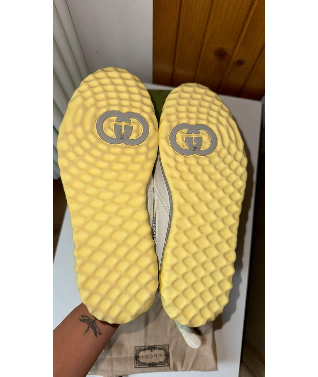 GUCCI Желтые кожаные кеды, фото 5