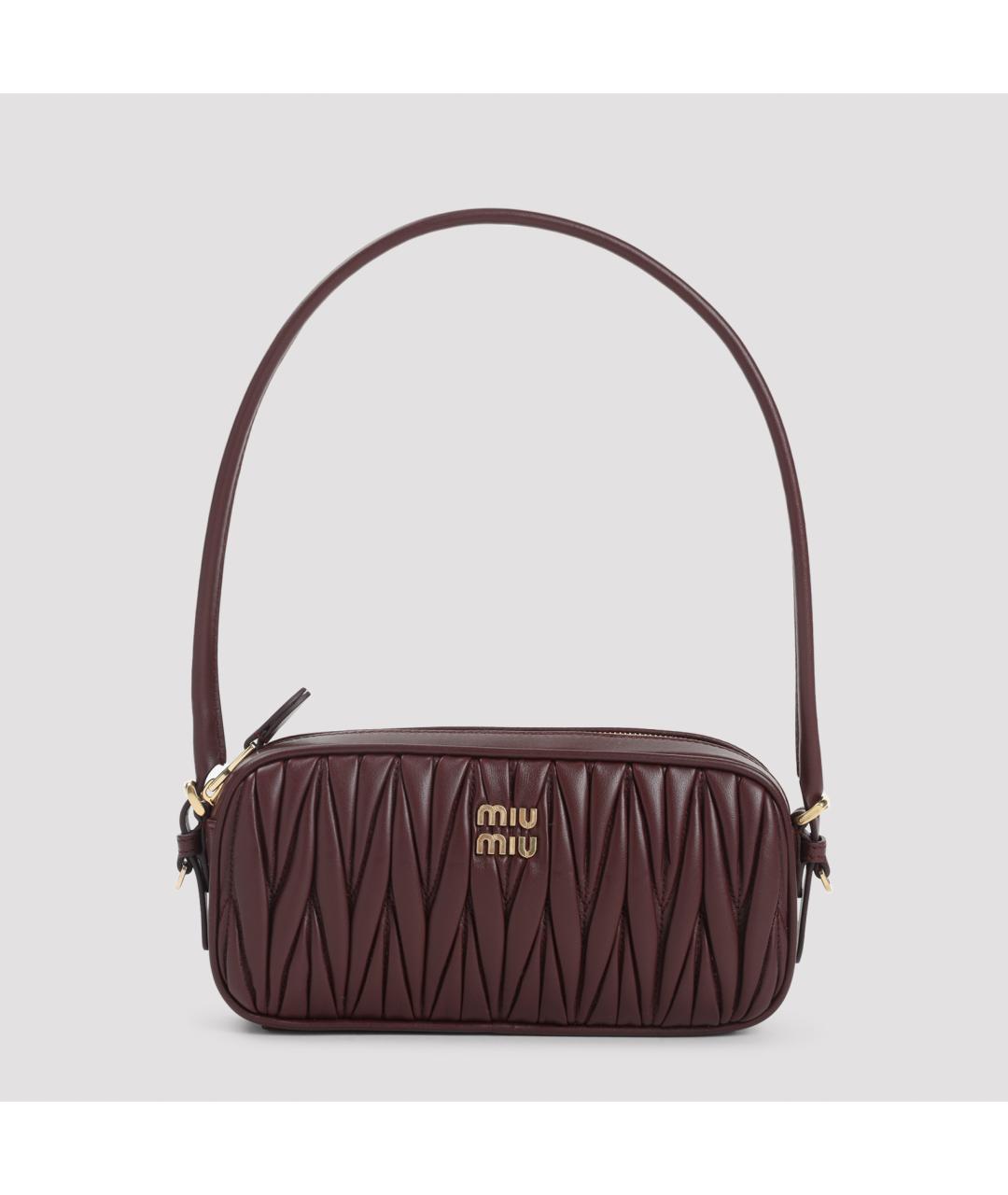 MIU MIU Бордовая кожаная сумка через плечо, фото 2