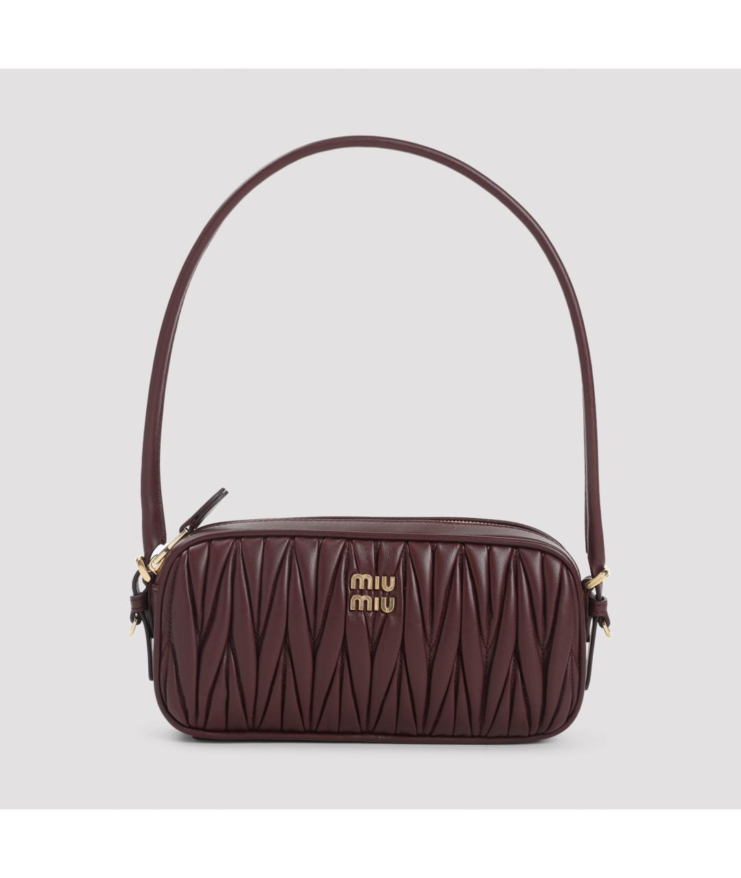 MIU MIU Бордовая кожаная сумка через плечо, фото 3