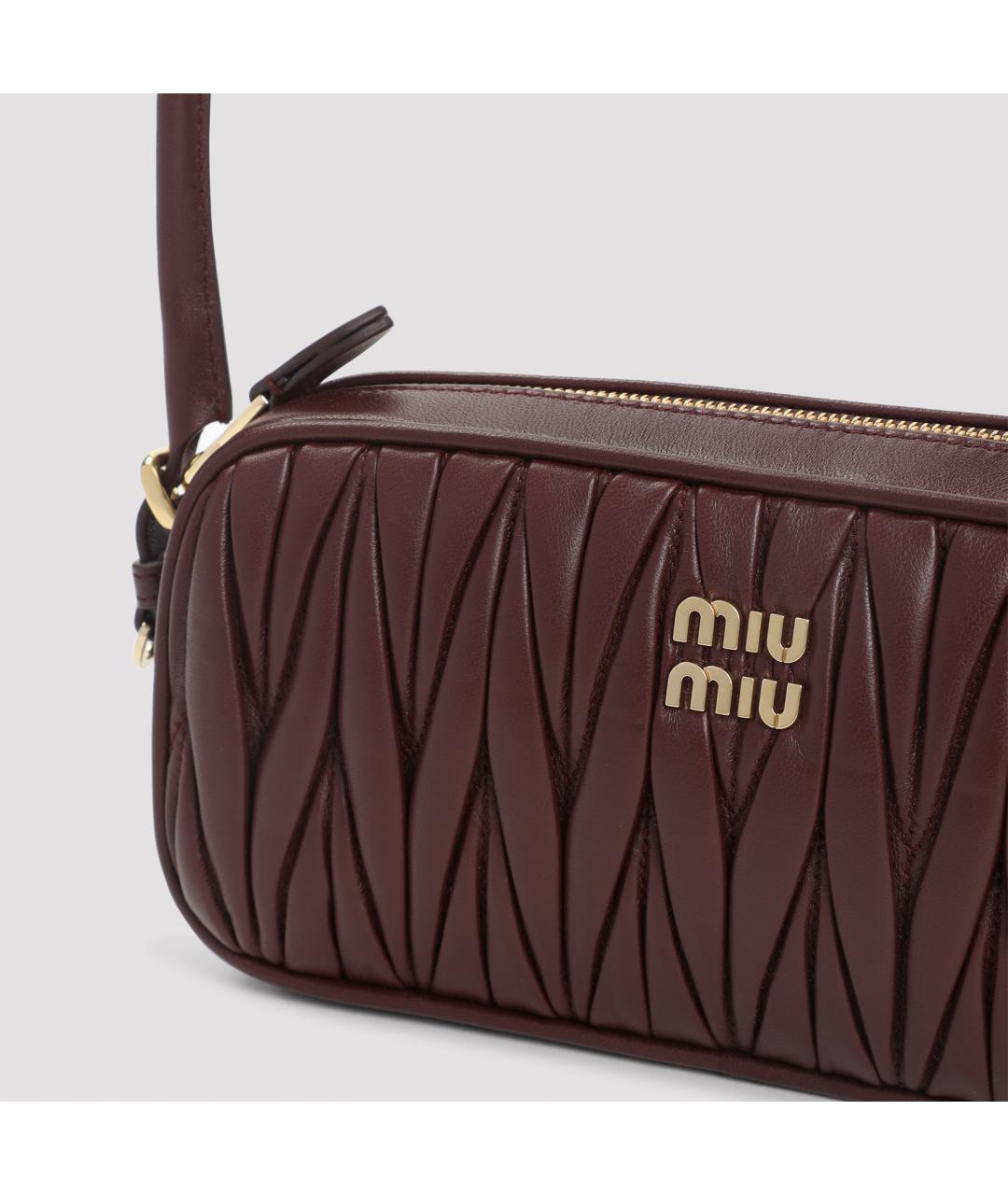 MIU MIU Бордовая кожаная сумка через плечо, фото 5