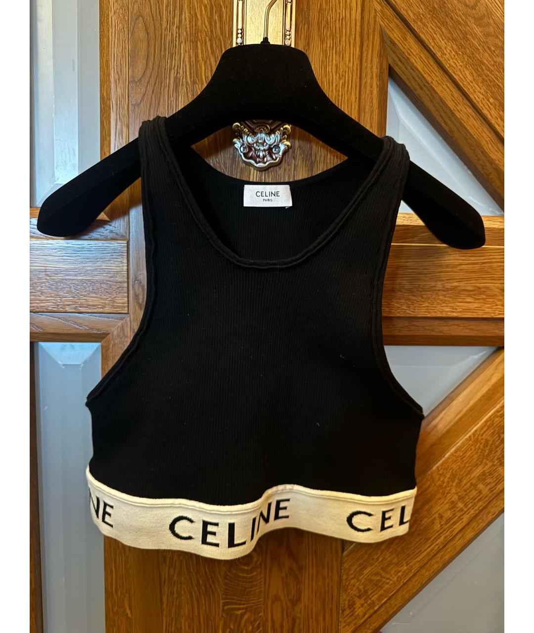 CELINE Черная хлопковая майка, фото 4