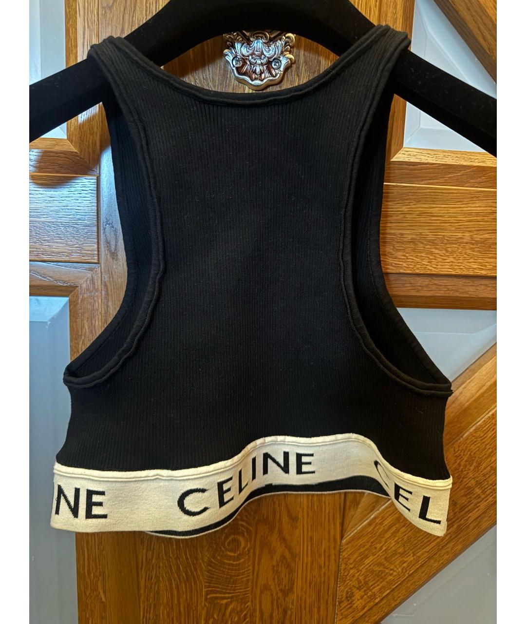 CELINE Черная хлопковая майка, фото 2