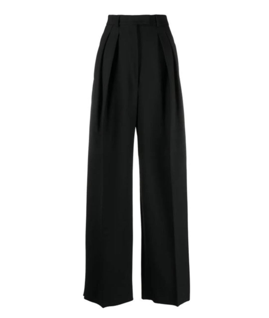 MAX MARA Черные шерстяные прямые брюки, фото 1