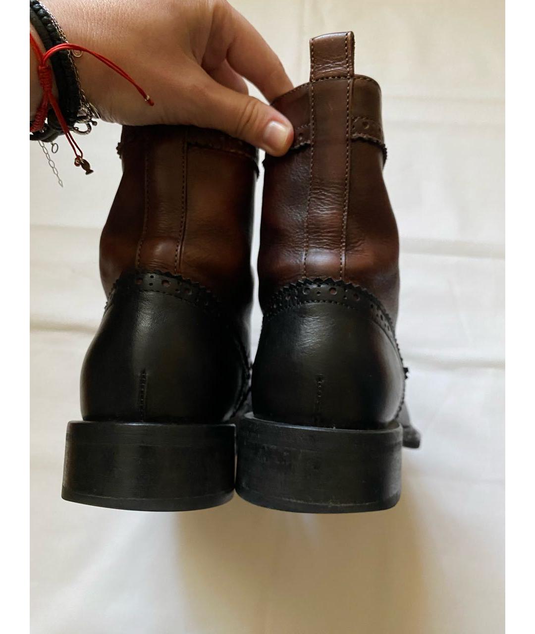 ANN DEMEULEMEESTER Коричневые кожаные ботинки, фото 4