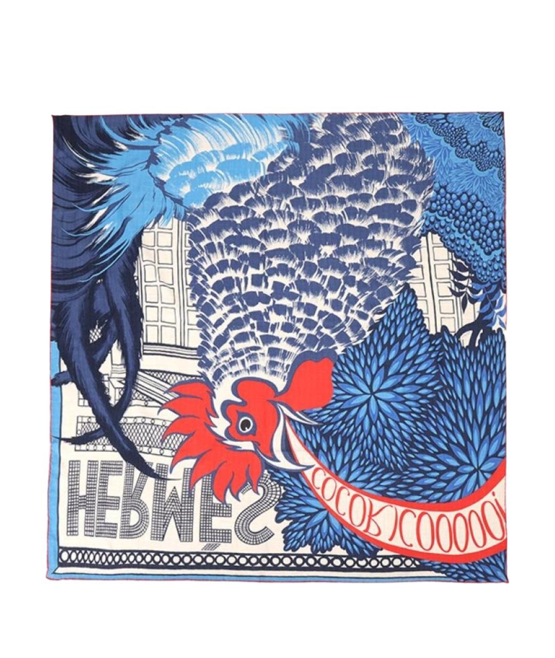 HERMES Синий шарф, фото 1