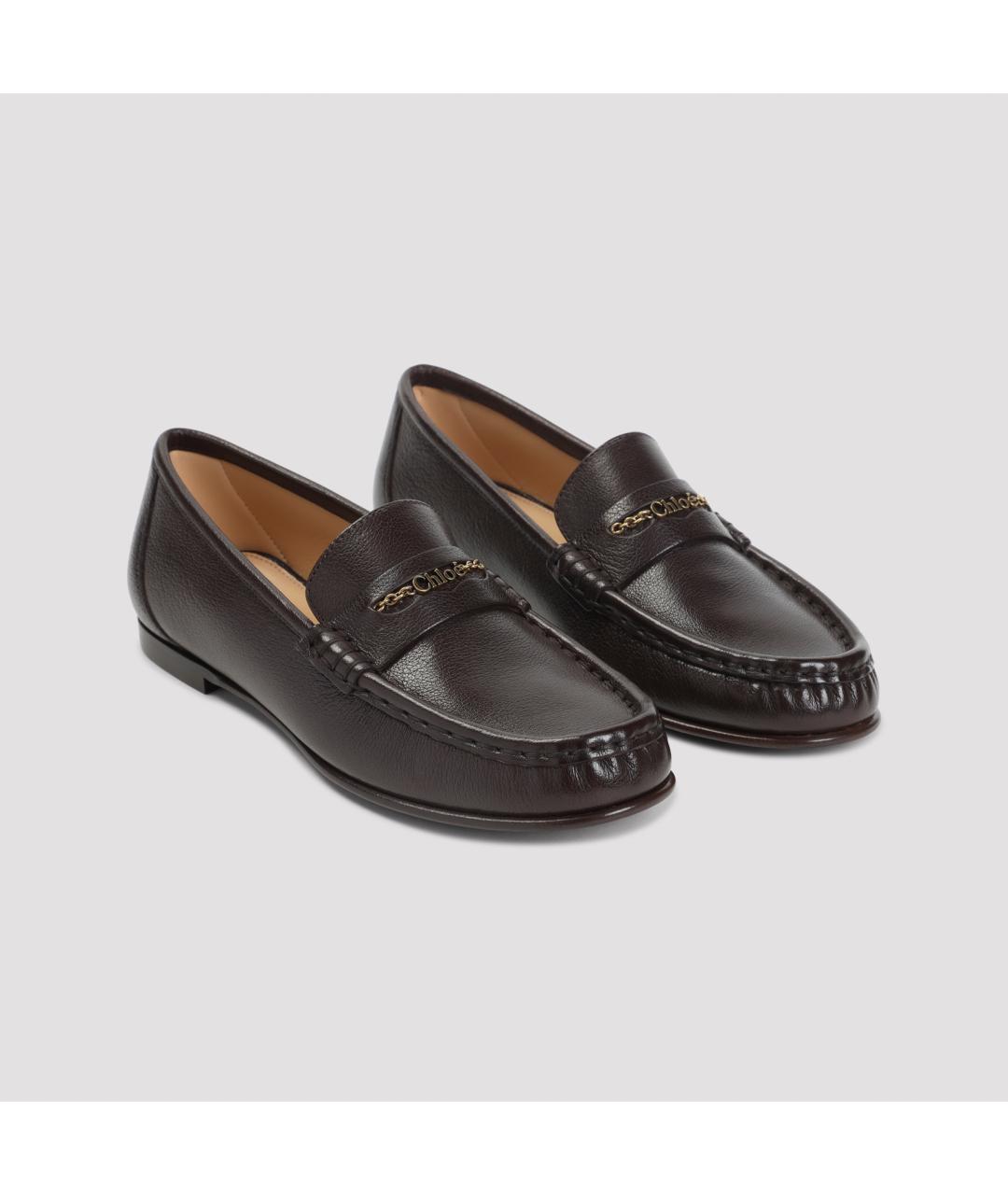 CHLOE Коричневые кожаные лоферы, фото 3