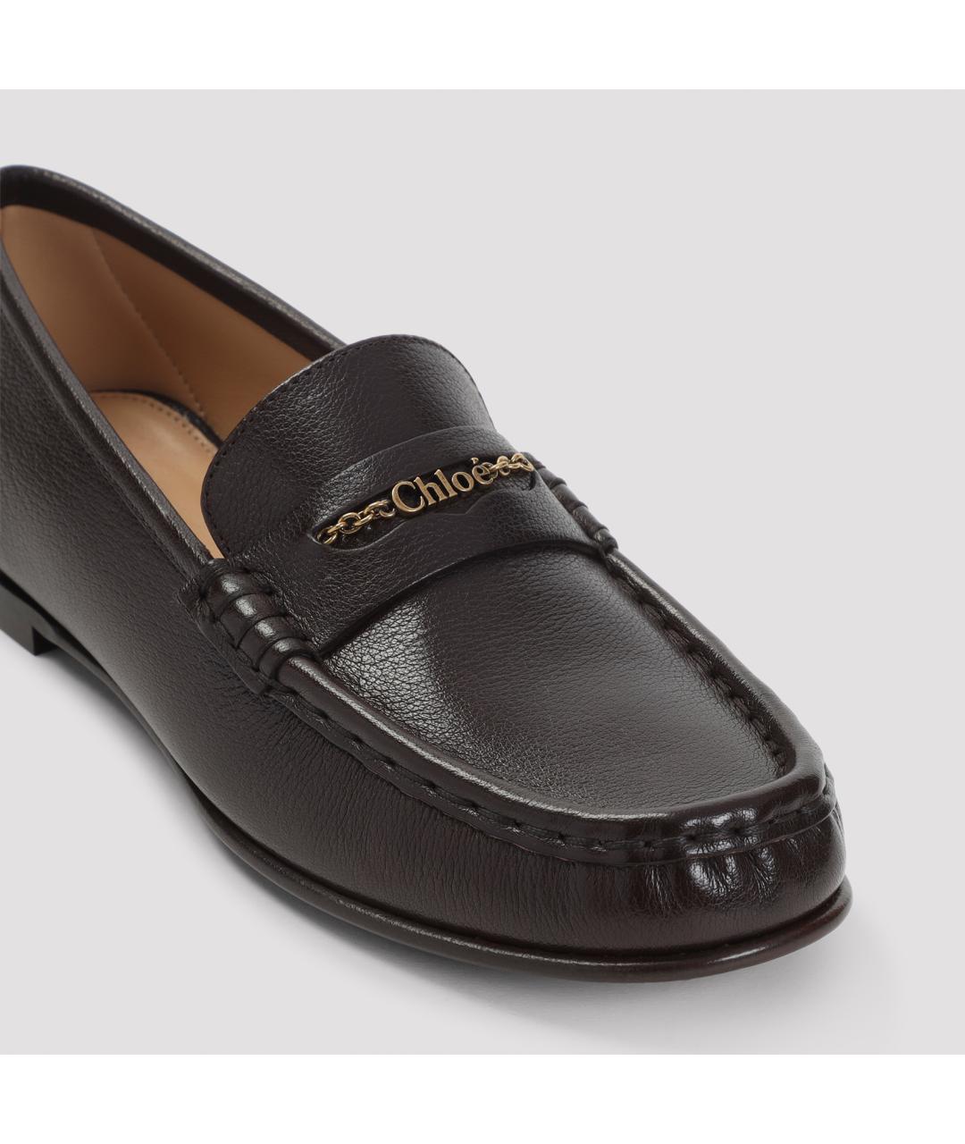CHLOE Коричневые кожаные лоферы, фото 4