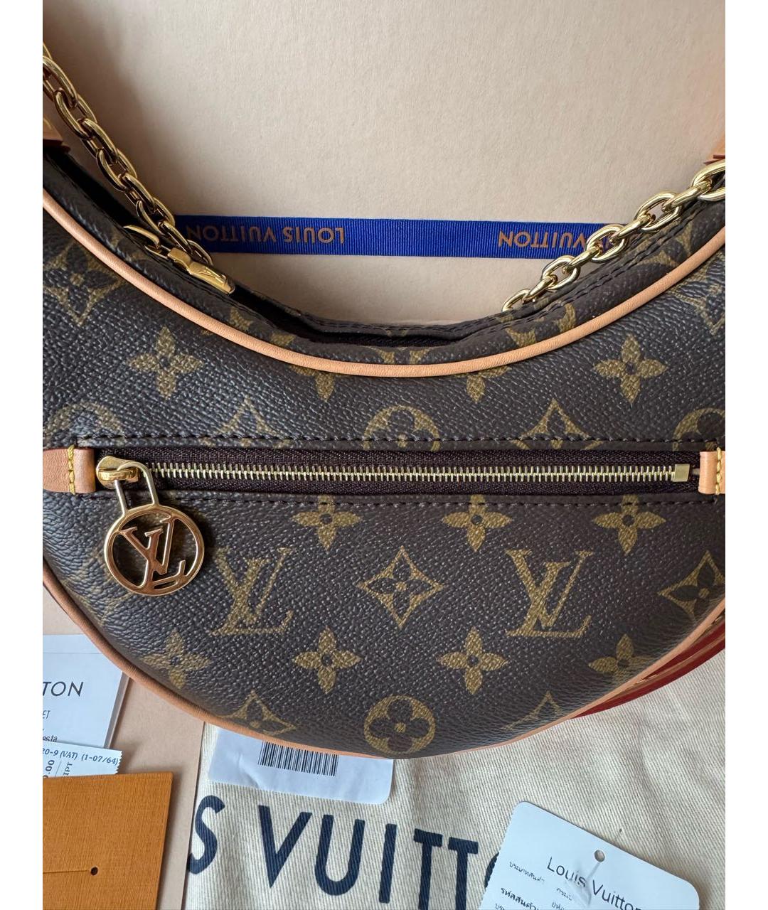 LOUIS VUITTON Коричневая кожаная сумка через плечо, фото 4