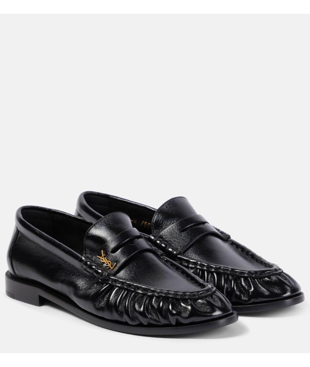 SAINT LAURENT Черные лоферы из лакированной кожи, фото 2