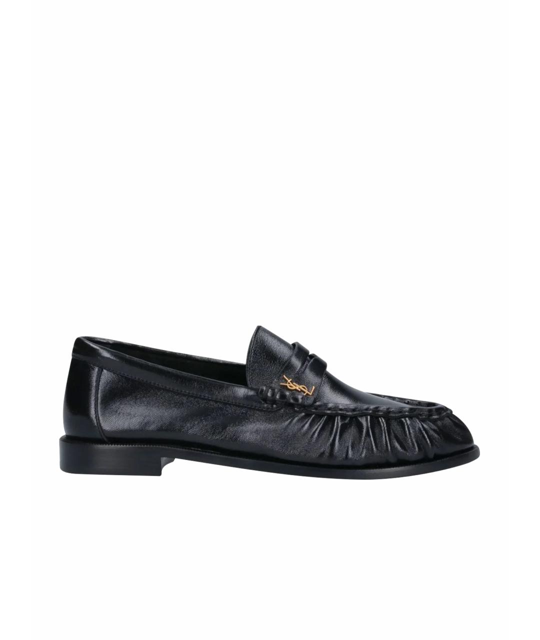 SAINT LAURENT Черные лоферы из лакированной кожи, фото 1