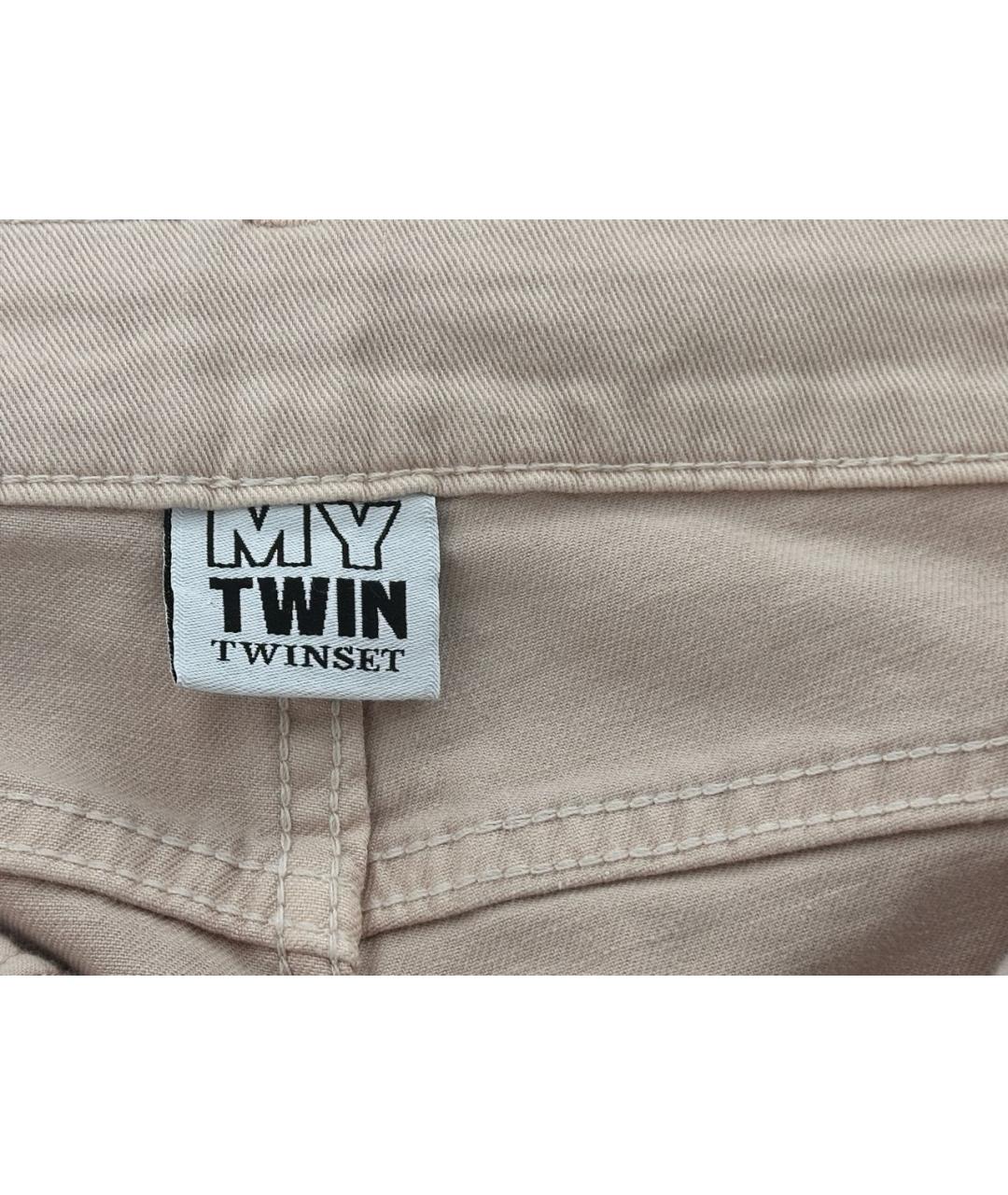 TWIN-SET Розовые хлопко-эластановые джинсы слим, фото 3