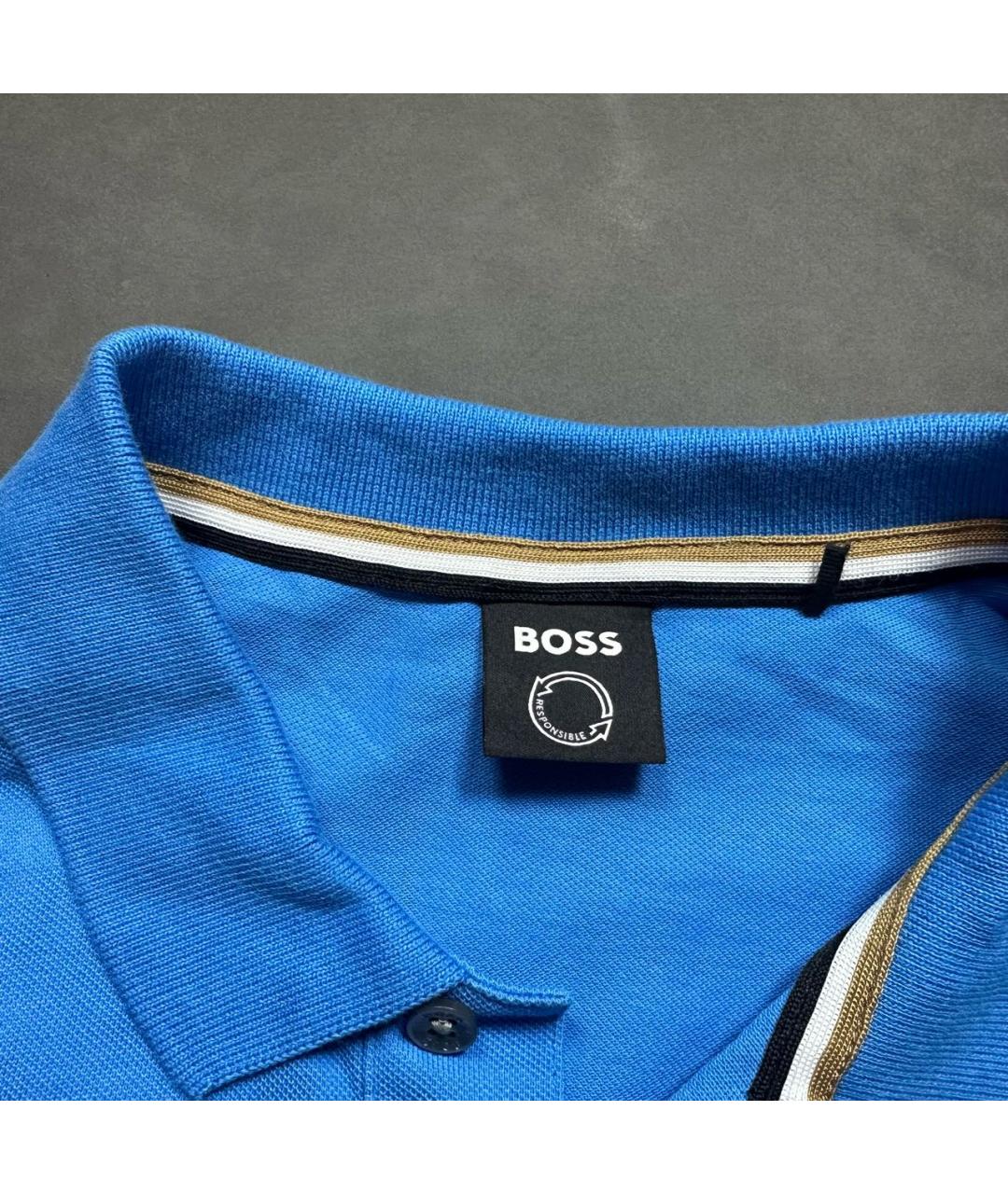 HUGO BOSS Голубое хлопковое поло с коротким рукавом, фото 5