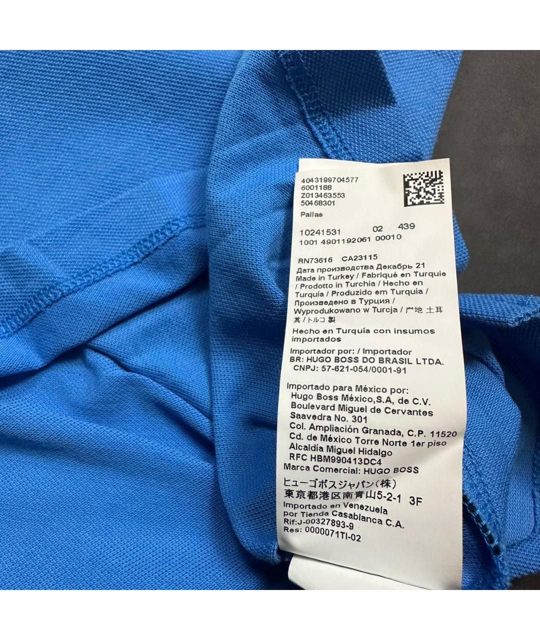 HUGO BOSS Голубое хлопковое поло с коротким рукавом, фото 8