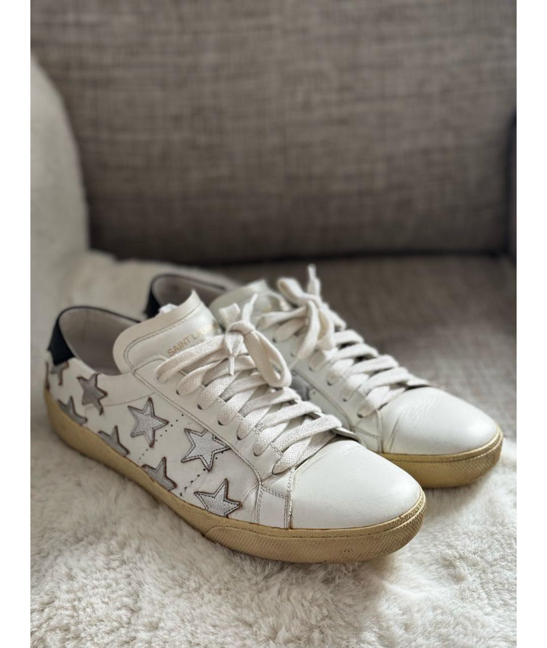 SAINT LAURENT Белые кожаные кеды, фото 2