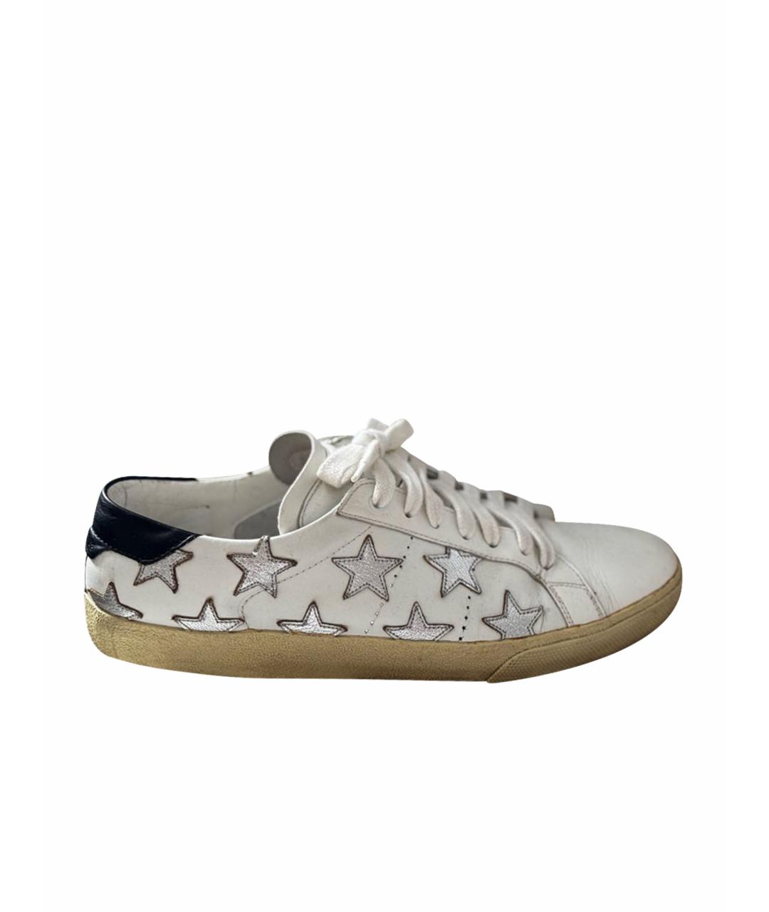 SAINT LAURENT Белые кожаные кеды, фото 1