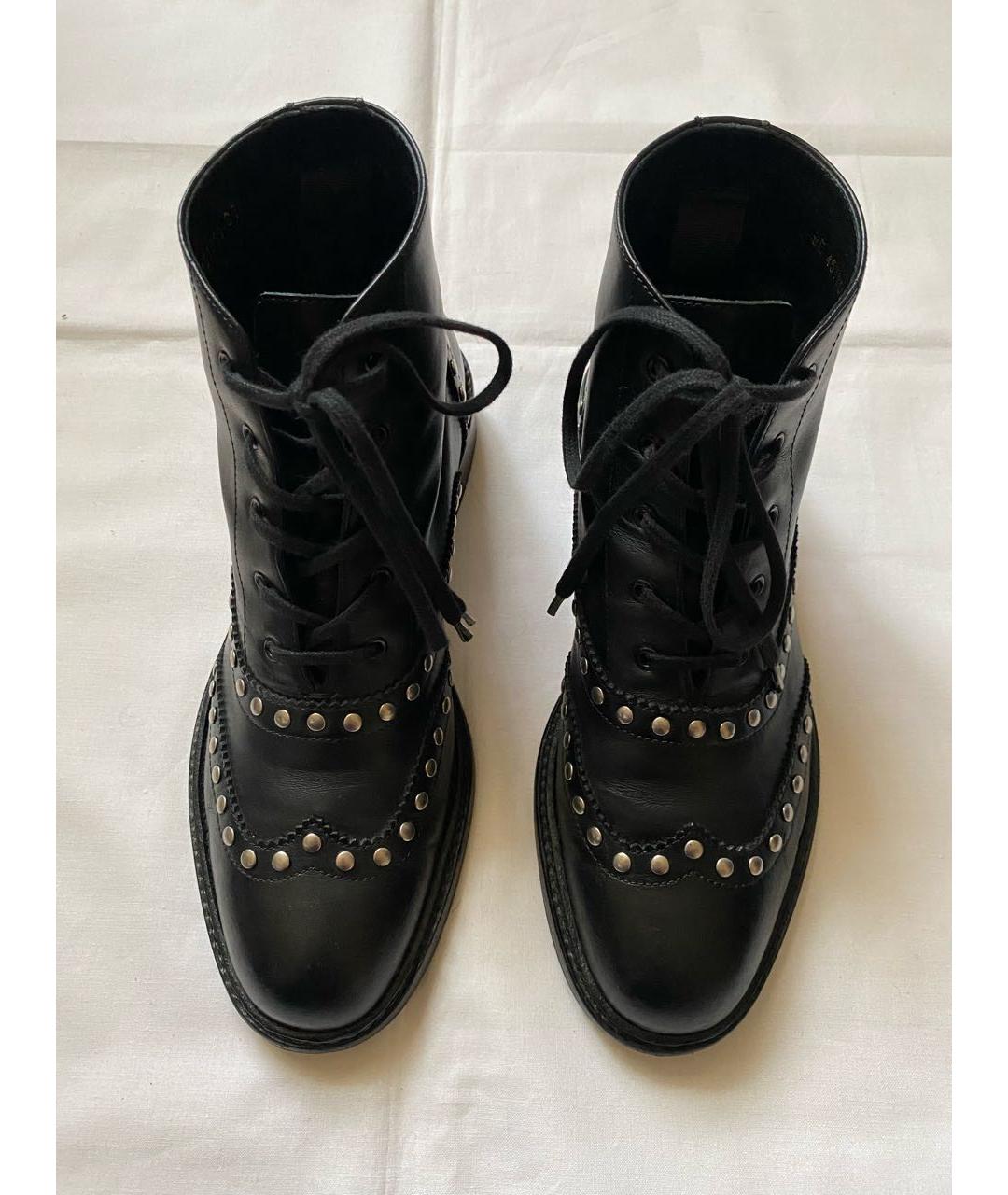 SAINT LAURENT Черные кожаные ботинки, фото 2