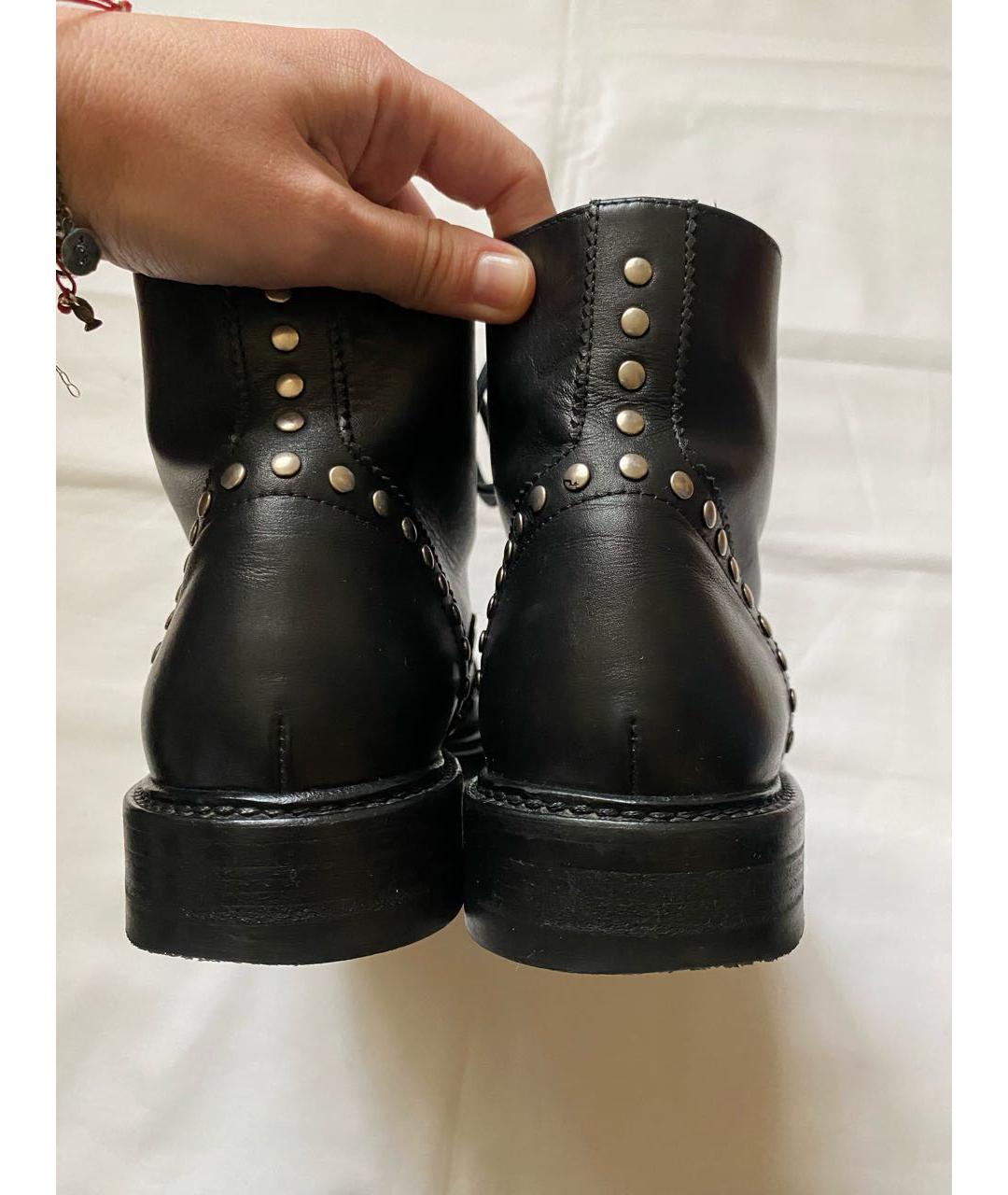SAINT LAURENT Черные кожаные ботинки, фото 4