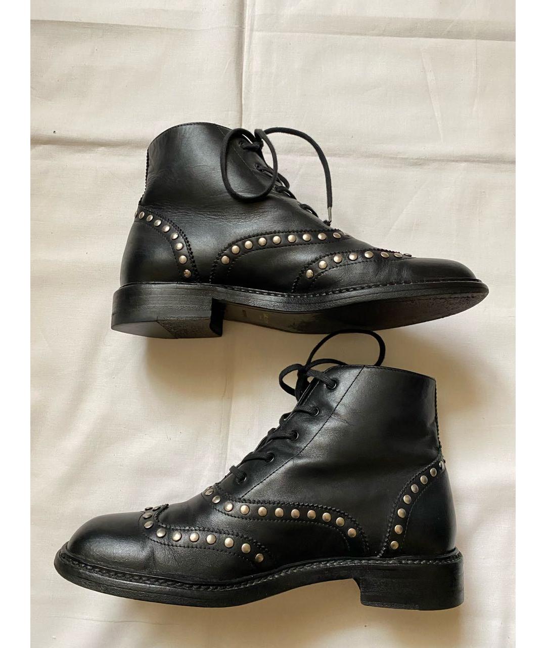 SAINT LAURENT Черные кожаные ботинки, фото 8