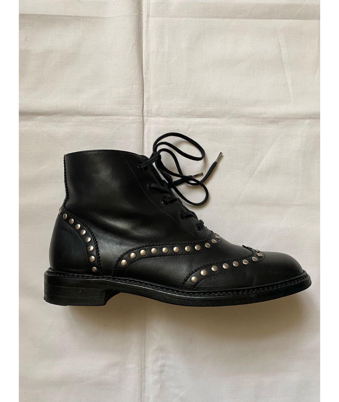 SAINT LAURENT Черные кожаные ботинки, фото 9