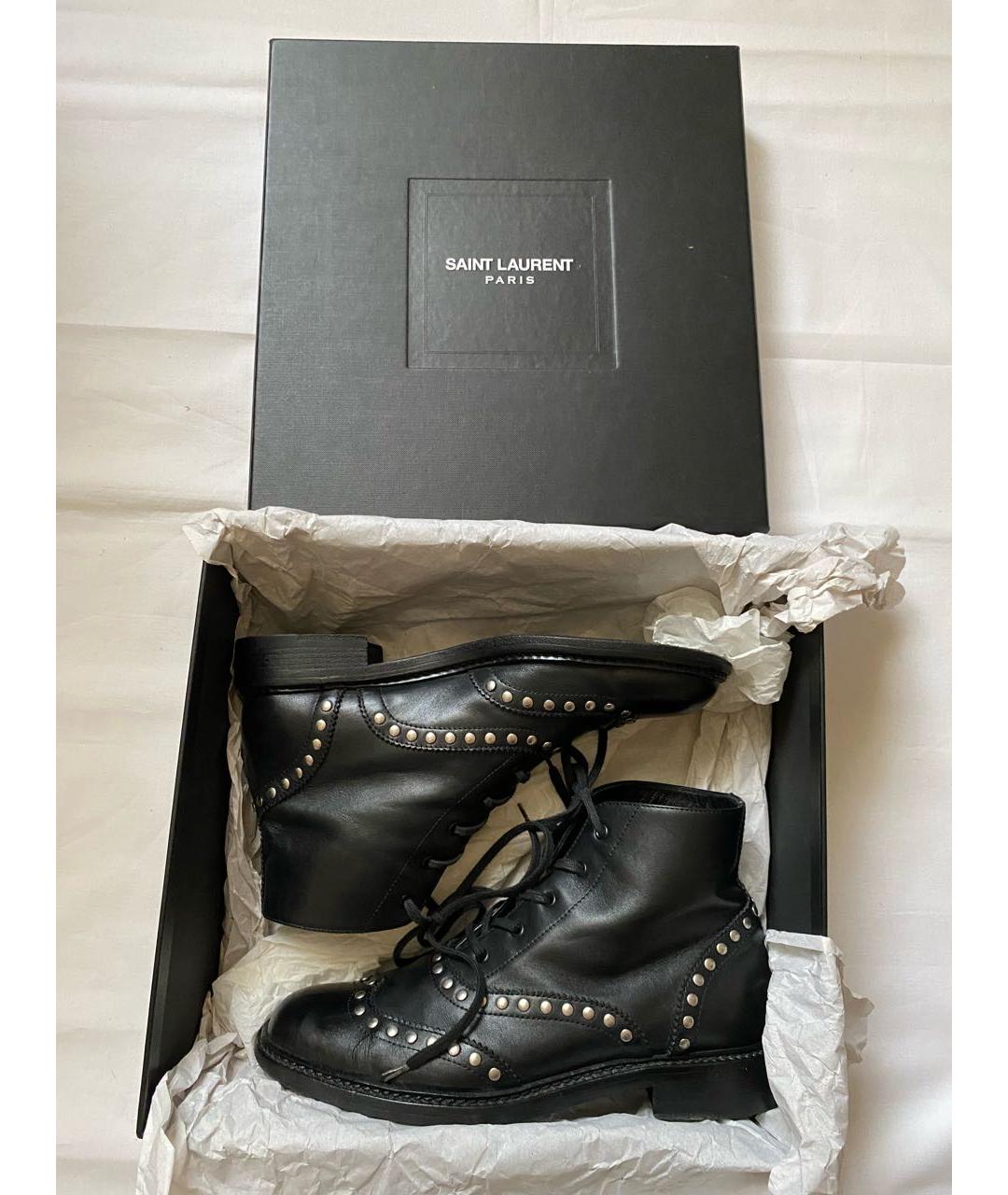 SAINT LAURENT Черные кожаные ботинки, фото 5