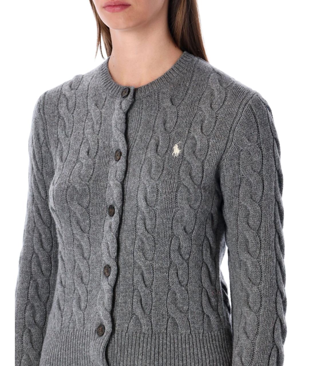 POLO RALPH LAUREN Серый шерстяной кардиган, фото 3