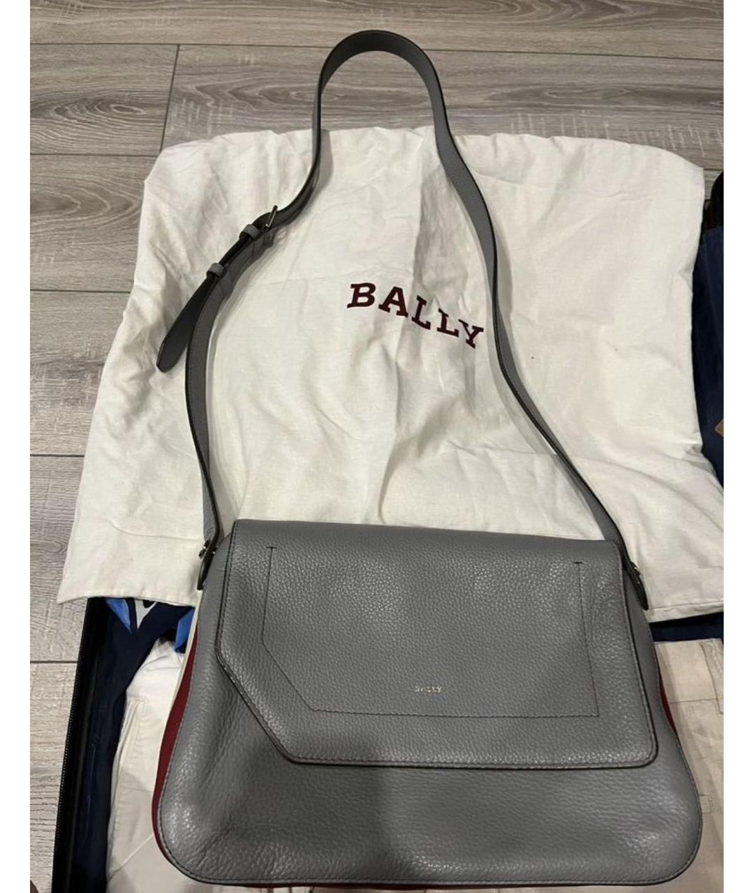 BALLY Серая кожаная сумка с короткими ручками, фото 7