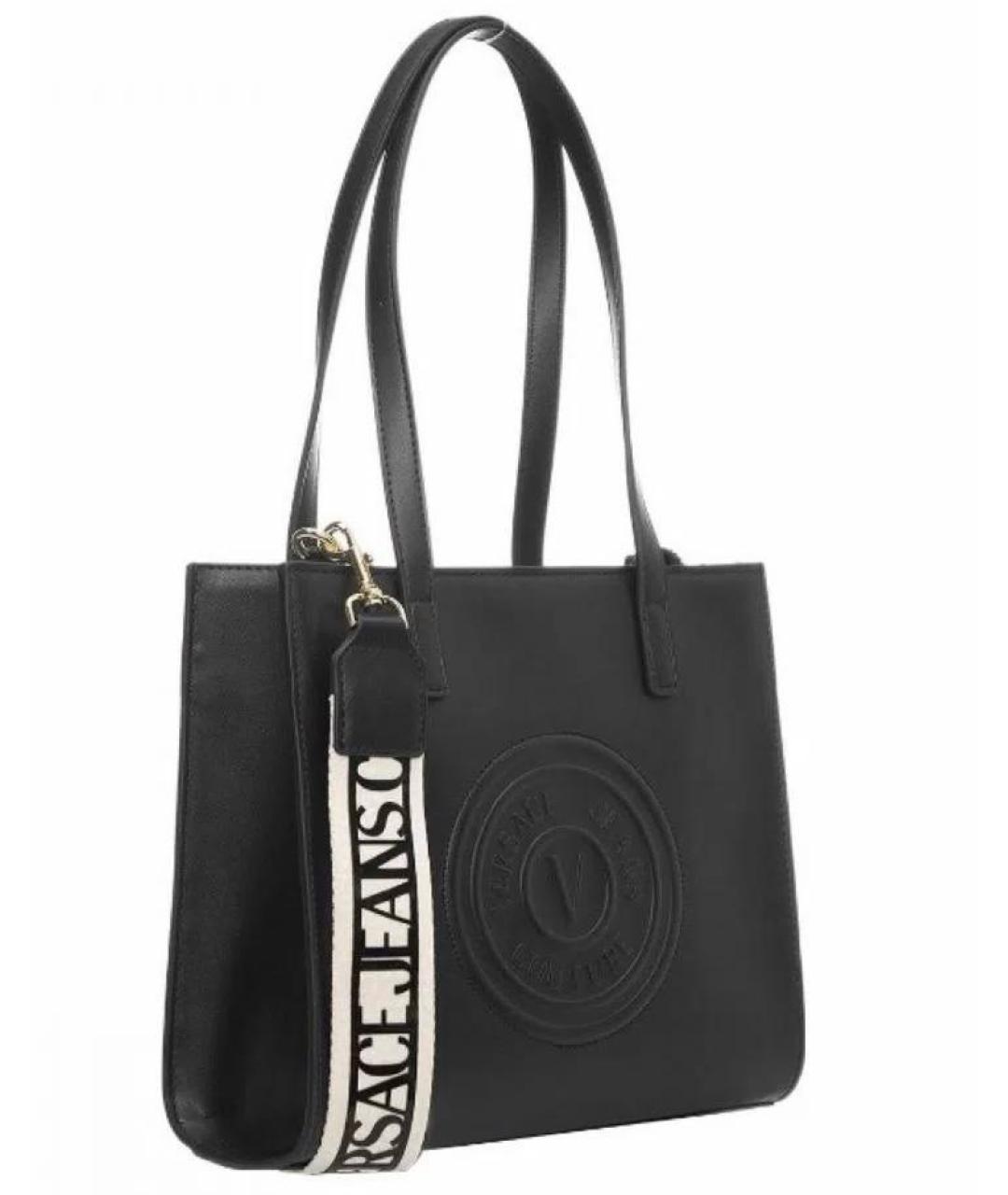 VERSACE JEANS COUTURE Черная сумка тоут из искусственной кожи, фото 2