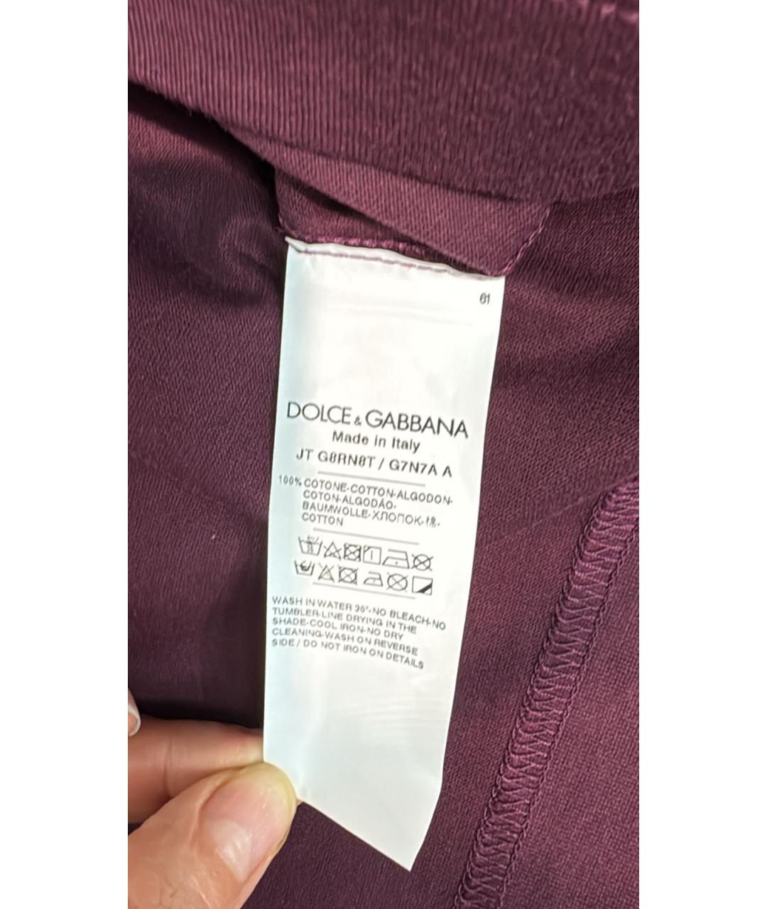 DOLCE&GABBANA Бордовая футболка, фото 3