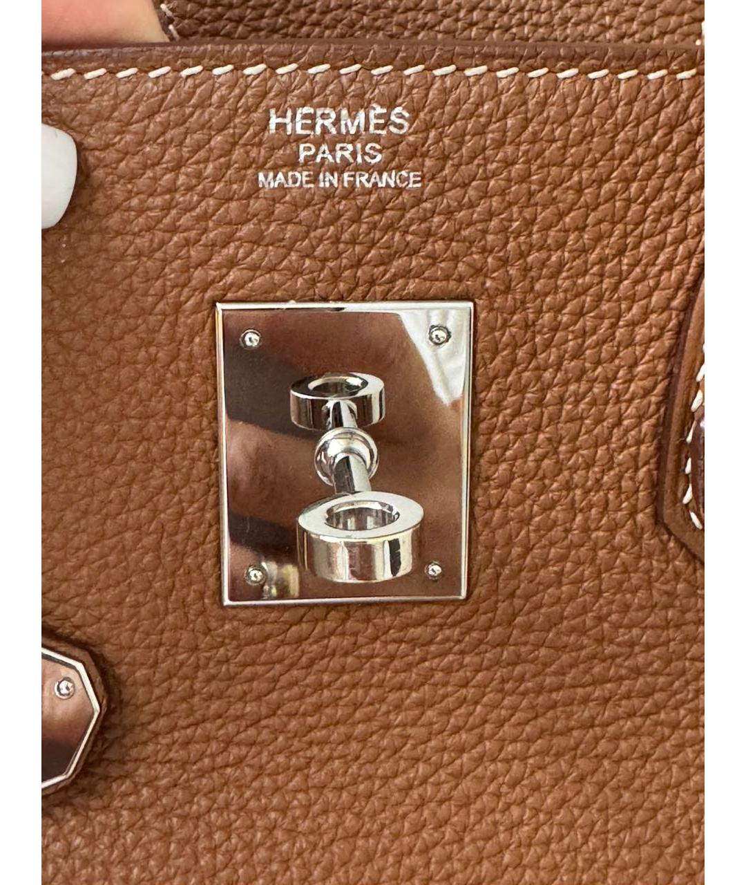 HERMES Коричневая кожаная сумка тоут, фото 5
