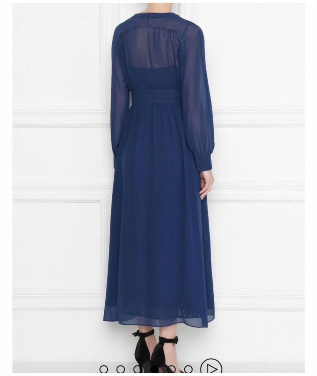 MAX MARA STUDIO Синее шелковое вечернее платье, фото 8