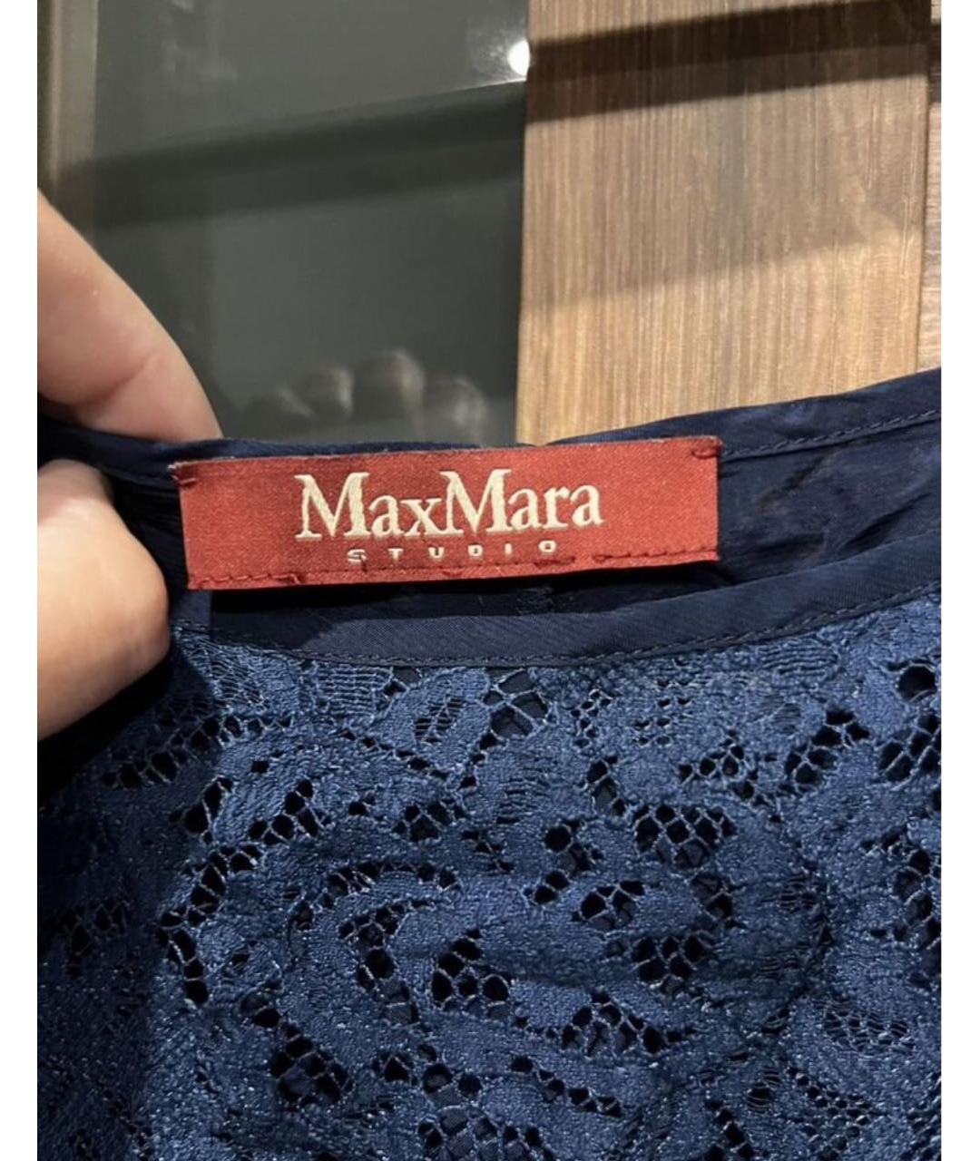 MAX MARA STUDIO Синее шелковое вечернее платье, фото 3